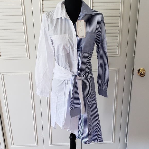 Tops - Mid length asymmetrical button up top